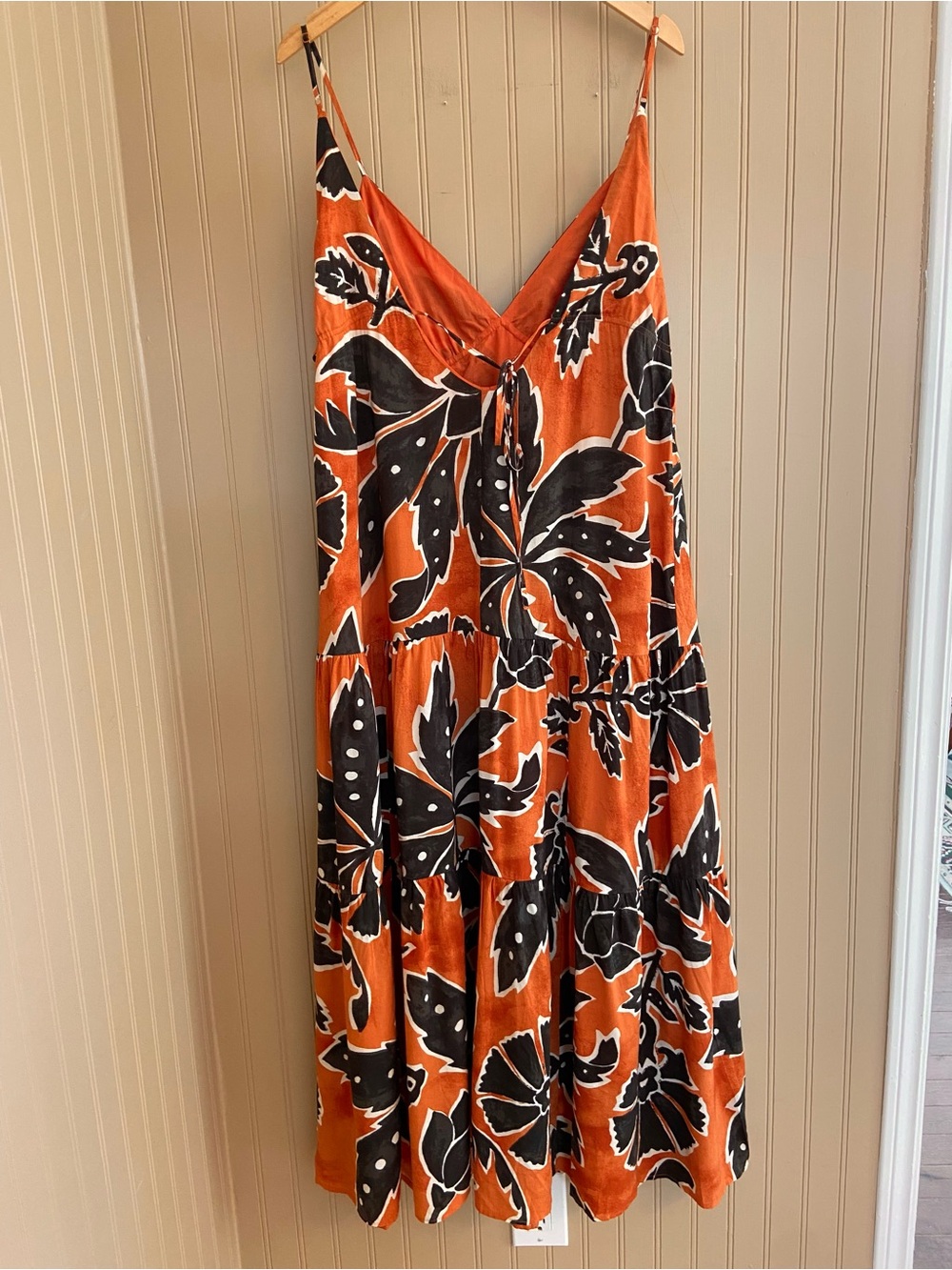 H&M Ankle Length Orange, Cream & Black Cotton Maxi Dress Women’s Large - Picture 6 of 10